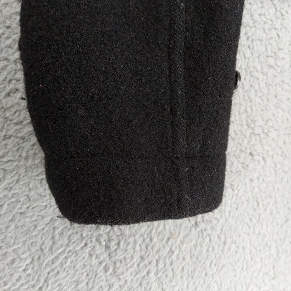 Club Monaco Coat Womens Medium Black Heavyweight Hooded Wool Zip Up Winter - Picture 8 of 9